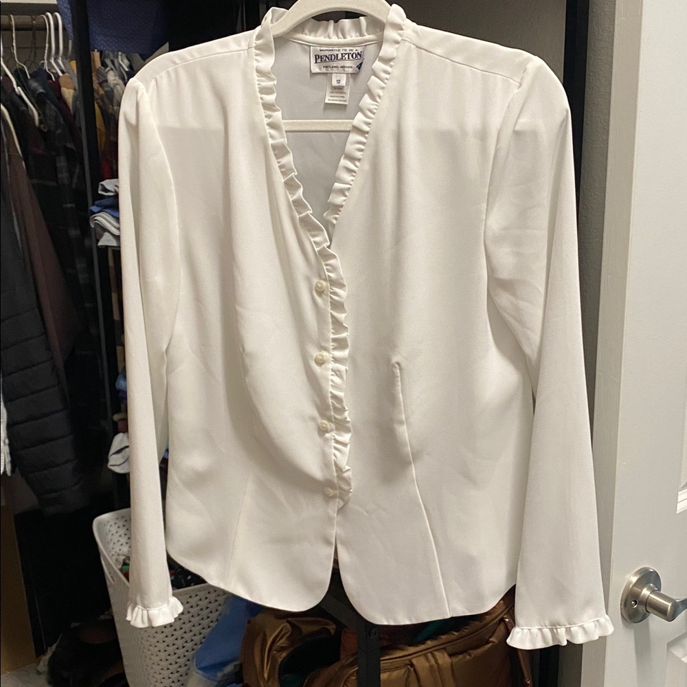 Pendleton Cream Ruffle Blouse